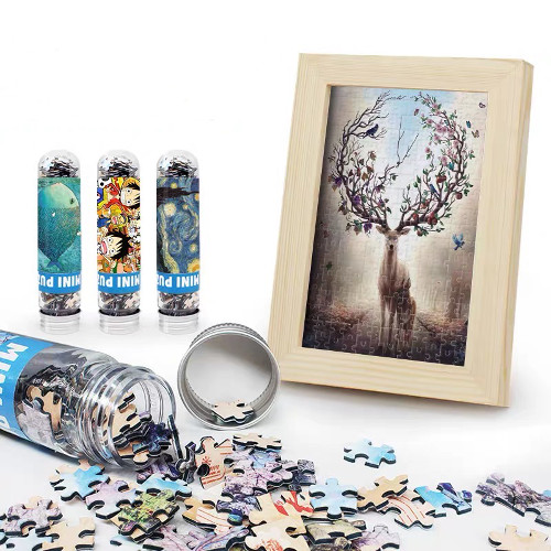 custom jigsaw puzzle with frame in tube packaging wholesale