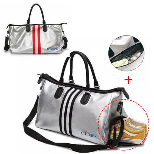 cheap leather travel sports bag with custom print singapore wholesaler