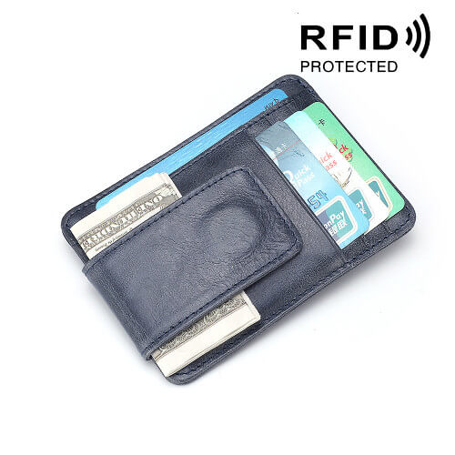 leather money clip name card holder