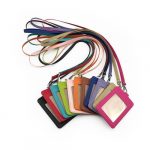PU Leather Card Holder with Neck Strap Lanyard Singapore
