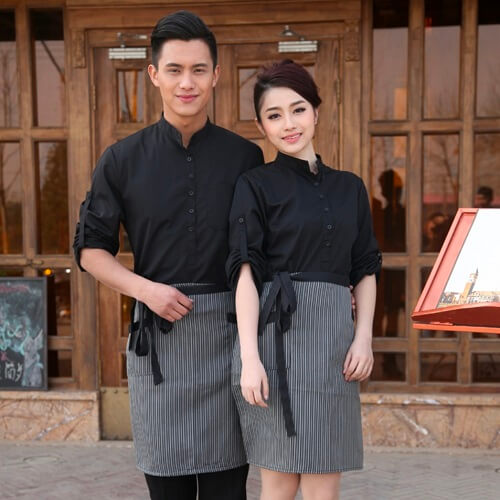 Supplier Long-Sleeved Restaurant Waiters Uniform With Apron Set-Picture 5