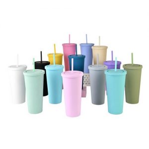 Abrax V-Shape Frosted Tumbler With Straw