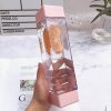 Custom Logo Print Square Transparent Water Bottle Picture 4