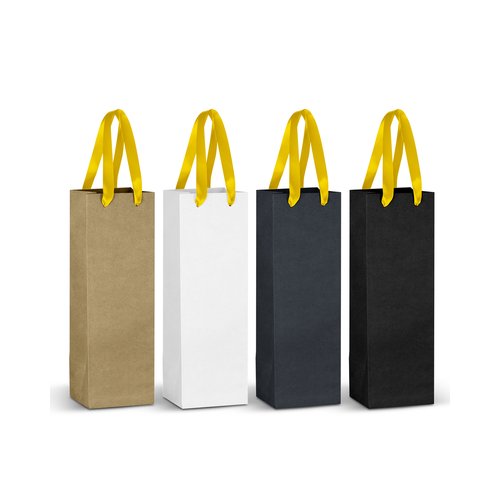 Wine Bottle Ribbon Handle Paper Bag 180gsm