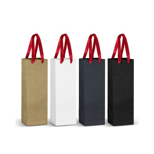 Wine Bottle Ribbon Handle Paper Bag 180gsm
