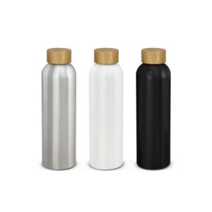 Aluminium Water Bottle 600ml – Bamboo Lid, Gift Boxed