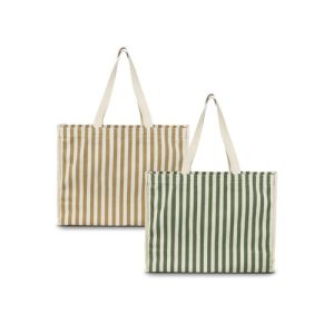 Striped Beach Tote Bag 30L – Cotton-Blend Canvas