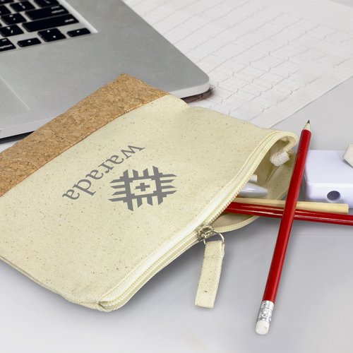 Cotton Canvas and Cork Pencil Case - view 4 Singapore Cotton Canvas and Cork Pencil Case - view 4 Singapore