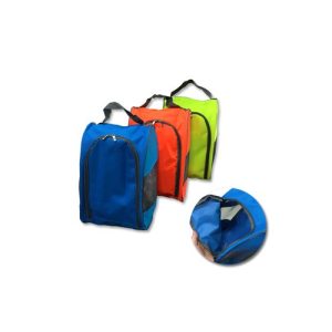 Custom 600D nylon shoe bag with mesh panel and front zip - Singapore