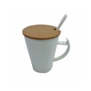 Custom 12oz ceramic mug with spoon - corporate gift Singapore