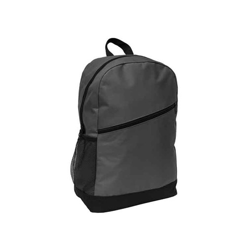 Custom nylon laptop backpack in grey with logo branding - Singapore
