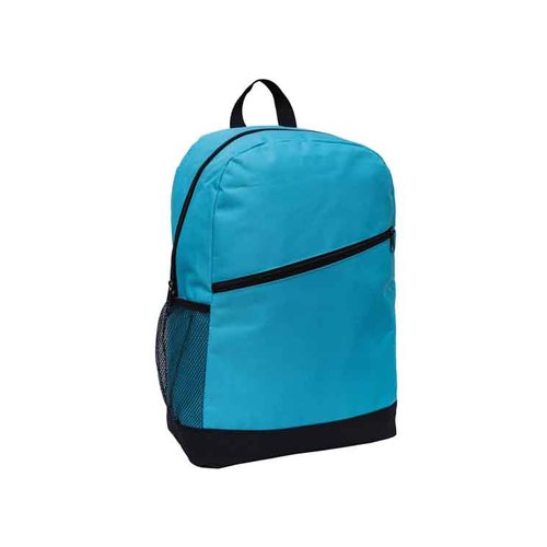 Custom nylon laptop backpack in light blue with logo branding - Singapore