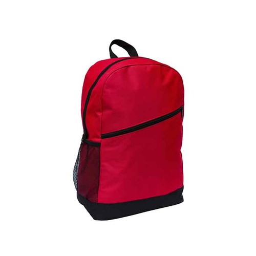Custom nylon laptop backpack in red with logo branding - Singapore