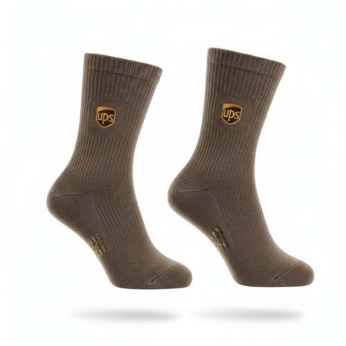 Ribbed Crew Socks with Embroidery