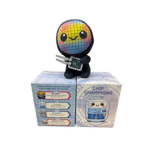 Custom Blind Box Soft Toy Collector Box Singapore Custom blind box soft toy with printed collector box showing the full character line-up, Singapore corporate gift