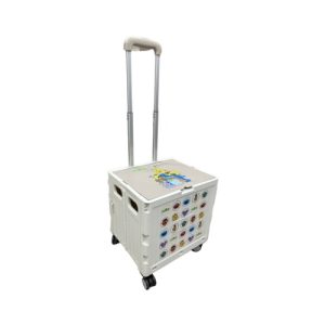 Custom foldable trolley storage box with pull handle, wheels and full-colour printed panels, Singapore gift with purchase