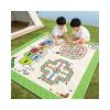 Two children playing on the custom 3-in-1 games picnic mat printed with snakes and ladders, hopscotch and ludo