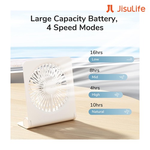 Custom JisuLife Life 1 FA28 USB Table Fan 4500mAh Battery and 4 Speed Modes with Logo Print Custom JisuLife Life 1 FA28 USB Table Fan 4500mAh Battery and 4 Speed Modes with Logo Print