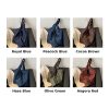 Six stock colours of the Custom Large Foldable Bag with Zipper Pouch - Royal Blue, Peacock Blue, Cocoa Brown, Haze Blue, Olive Green and Angora Red