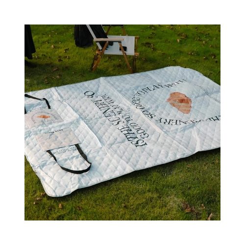 Custom 2-in-1 Picnic Mat Tote Bag Unfolded Mat Custom 2-in-1 picnic mat tote bag unfolded on grass as a 100 x 150 cm padded picnic mat