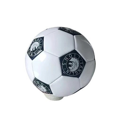 Custom Printed Football Black and White Panels Singapore Custom printed football with black and white panels and club branding, Singapore corporate gift