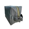 Custom PU Leather Aircon Controller Pouch Gold Zip Detail Singapore Close view of the gold zip and carry handle on a custom PU leather aircon controller pouch, Singapore