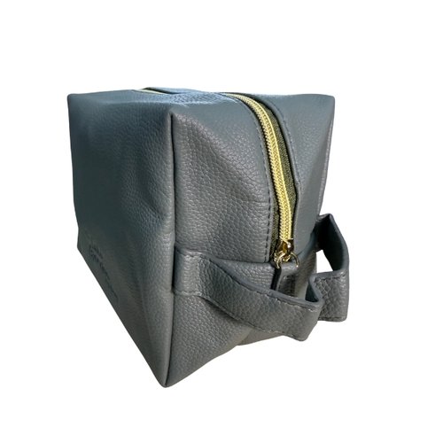 Custom PU Leather Aircon Controller Pouch Gold Zip Detail Singapore Close view of the gold zip and carry handle on a custom PU leather aircon controller pouch, Singapore