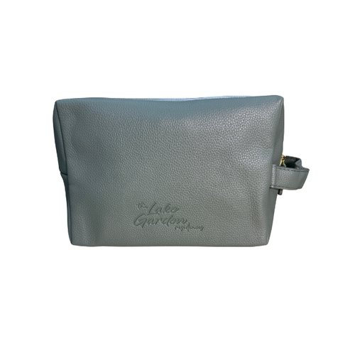 Custom PU Leather Pouch for Property Handover Aircon Controllers Singapore Custom PU leather pouch for property handover aircon controllers in grey with debossed logo, front view, Singapore