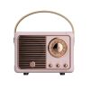 Custom Retro Radio Bluetooth Speaker in Pink with Rose Gold Tuning Dial Pink custom retro radio bluetooth speaker with rose gold tuning dial and ribbed speaker grille