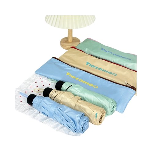 Custom Umbrella Tote Bag Three Colours Mint Green Beige and Sky Blue in Singapore Custom umbrella tote bag corporate gift in three colours - mint green, beige and sky blue - with folded umbrellas, Singapore