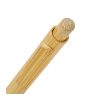 Custom Bamboo Pen with Logo Print, Moso Bamboo Ballpoint 9 Close view of the bamboo plunger button and slim clip at the top of a Moso bamboo ballpoint pen, Singapore