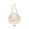 Small 3 litre cotton mesh tote bag in natural unbleached cotton with a front slip pocket and long handles, Singapore