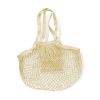 Custom Cotton Net Tote Bag, 5L Mesh Shopper with Fold-Away Pouch 7 Five litre cotton net tote bag in natural unbleached cotton shown open with long shoulder handles, Singapore