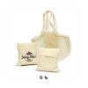 Custom Cotton Net Tote Bag, 5L Mesh Shopper with Fold-Away Pouch 9 Cotton net tote bag shown with its branded pouch and a plain pouch beside it, Singapore