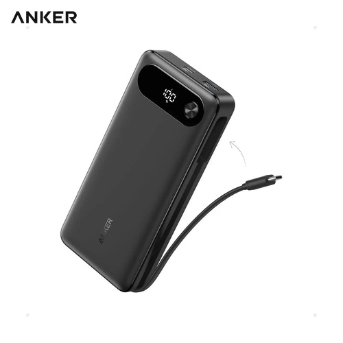 Custom Anker Power Bank 20K 87W with Built-in Cable and Logo Printing 1 Custom Anker Power Bank 20K 87W with Built-in Cable in Black with logo printing, Singapore