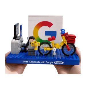 Custom brick model with minifigure on base