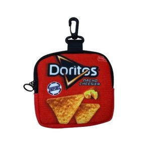 Clip-on coin pouch with all-over snack-pack print
