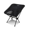 Print mock-up showing a logo screen printed on the backrest of a lightweight black folding camp chair, Singapore