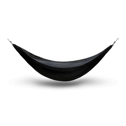 Custom Hammock, Frontier Stratus 210T Nylon for Two 1 Black 210T nylon camping hammock hung open and ready to sit in, Singapore