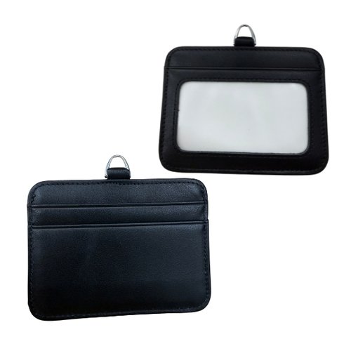 Horizontal smooth leather badge holder – view 4