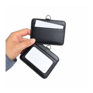 Horizontal smooth leather badge holder