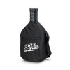 Print mock-up showing a sample logo on the zippered carry bag of a pickleball paddle and ball set, Singapore