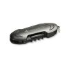 Print mock-up showing a logo laser engraved on the closed aluminium body of a multi-function pocket knife, Singapore