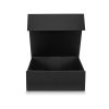 Custom Magnetic Gift Box, Large Rigid Box in Matt Black 10 Black magnetic gift box shown with the lid lifted clear of the base, Singapore