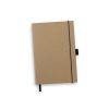 Custom Kraft Notebook and Pen Set, A5 Sugarcane Paper with Pen Loop 9 Front of an A5 kraft cover notebook showing the black elastic closure band and the side pen loop, Singapore