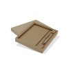 Custom Kraft Notebook and Pen Set, A5 Sugarcane Paper with Pen Loop 8 Kraft gift box open to show an A5 kraft cover notebook and matching pen seated in a fitted tray, Singapore