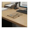 Custom Kraft Notebook and Pen Set, A5 Sugarcane Paper with Pen Loop 12 Branded kraft notebook and pen set in use on an office desk beside a keyboard and monitor, Singapore
