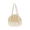 Cotton mesh tote held open to show the stretch of the open net body, Singapore