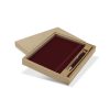 Burgundy A5 PU notebook and pen set in its kraft presentation box, Singapore