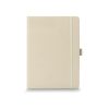 A5 hard cover notebook made from recycled paper, shown front on with its elastic closure band, Singapore